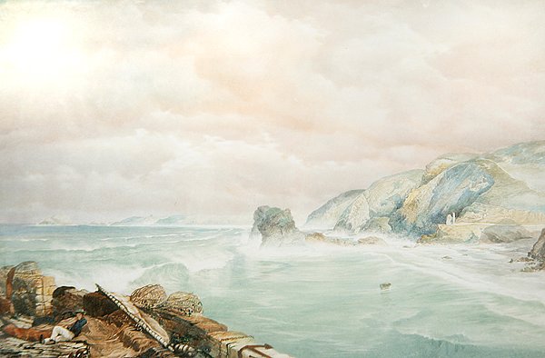 Agnes Head, Cornwall, c.1855 (kağıt üzerine suluboya) by George Whitaker