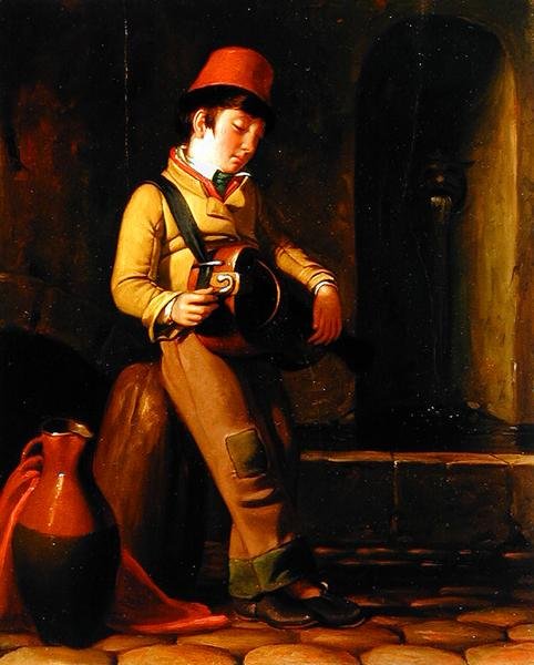 Savoyard Müzisyen, c.1836 (panelde yağlı boya) by George Whiting Flagg