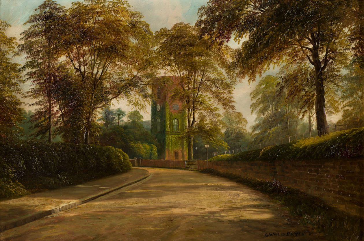 Aziz Mary Kulesi ve Aziz Margaret Kilisesi, Bromwich Kalesi, Warwickshire, c.1886-1949 (tuval üzerine yağlı boya) by George Willis Pryce