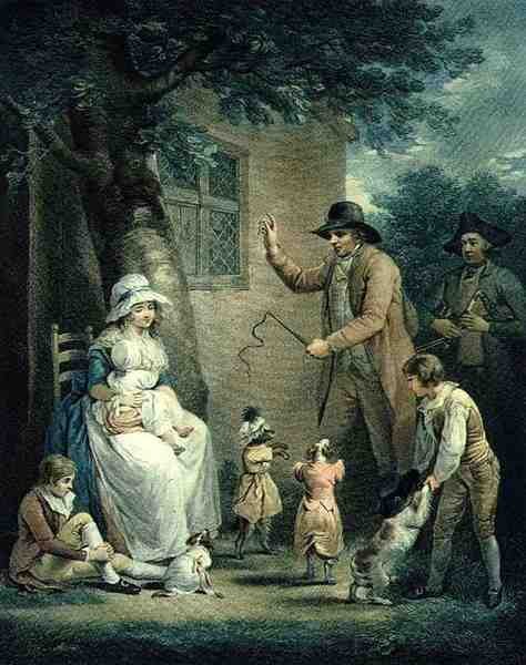 Thomas Gaugain (1748-1812) tarafından oyulmuş Dans Eden Köpekler, pub. T. Philipe, 1796 (nokta gravürü) (125548 çifti) by George after Morland