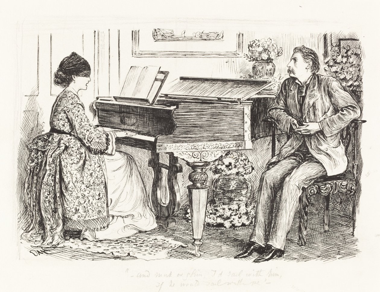 "--Ve sis ya da parıltı, benimle yelken açsaydı, onunla yelken açardım--" by George du Maurier