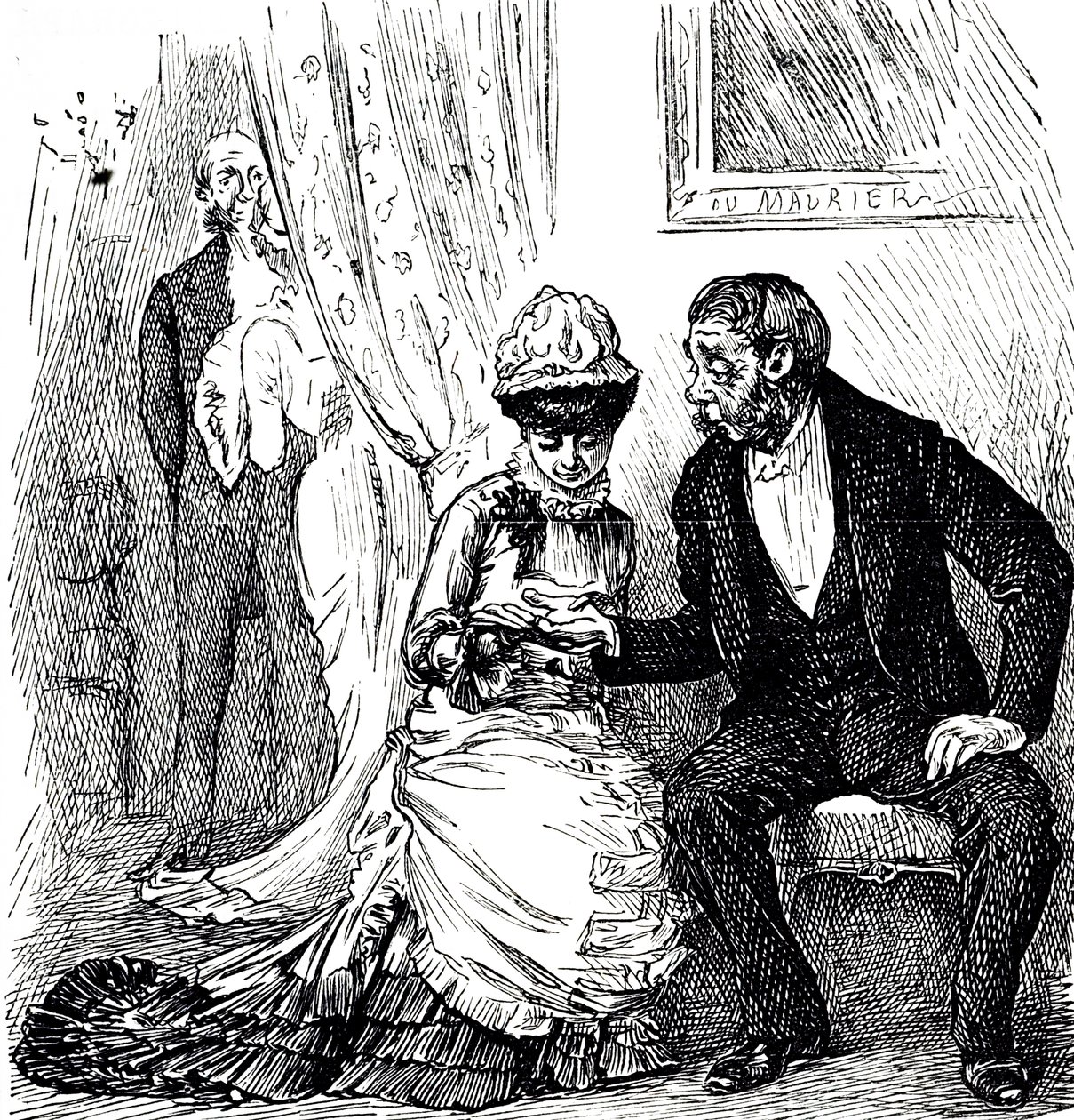 Zenginler arasında el falının popülaritesi hakkında yorum yapan bir karikatür. Resimli George du Maurier (1834-1896) Fransız-İngiliz karikatürist ve yazar by George du Maurier