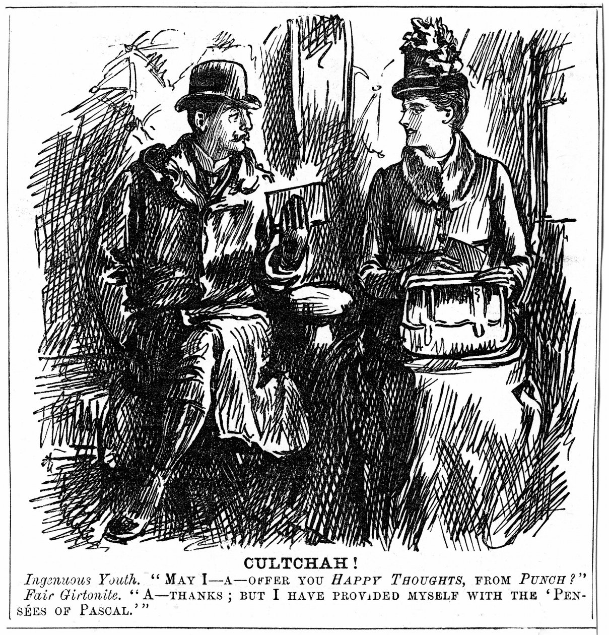Üniversite eğitiminin kadınlara faydaları. George du Maurier, Punch London