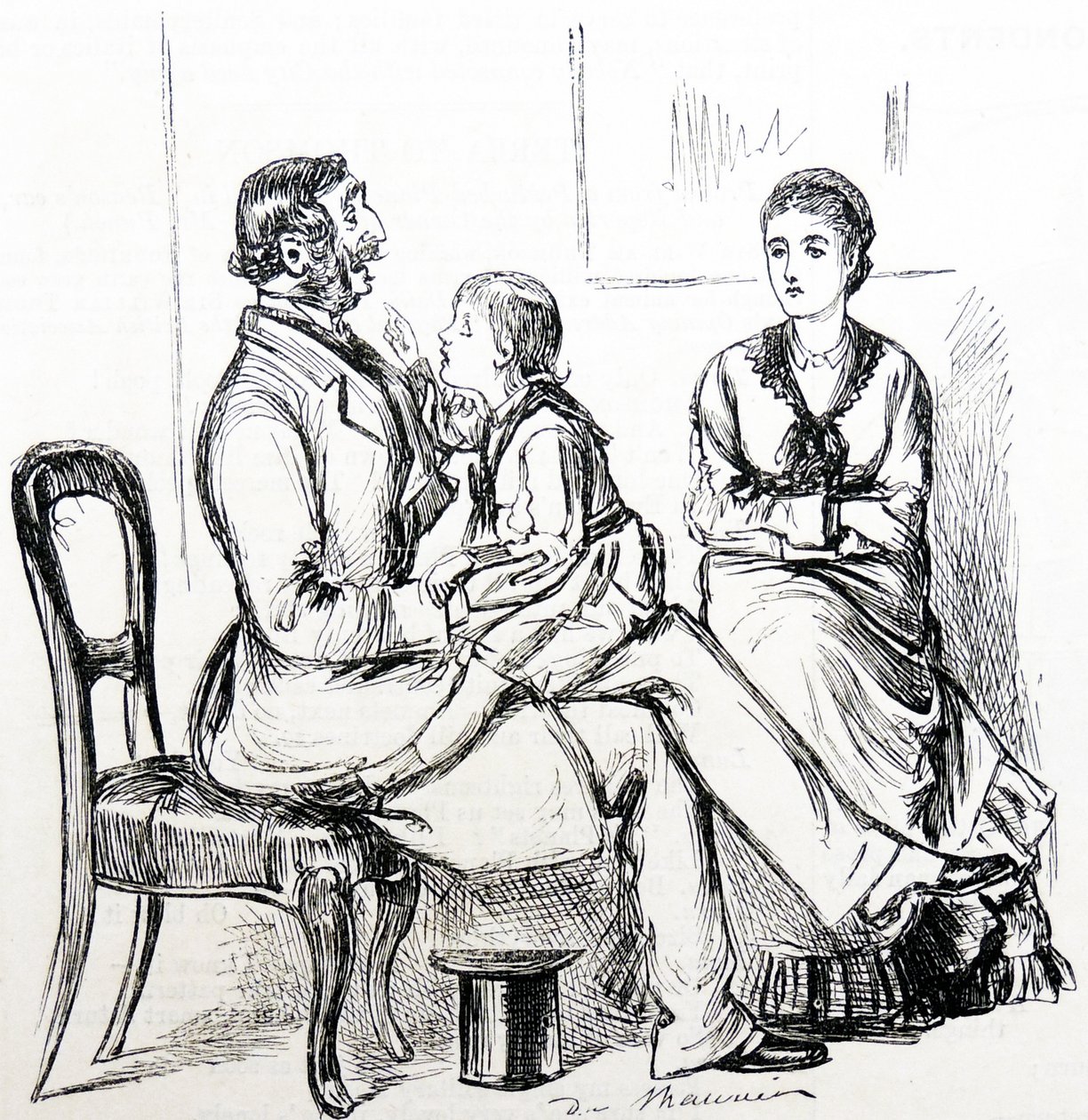 Takma dişleri düzeltmek için kullanılan kauçuktan büyülenen çocuk by George du Maurier
