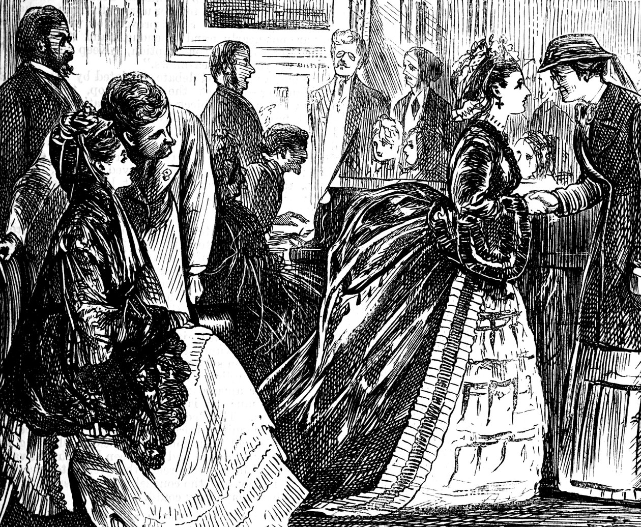 Üst sınıf İngiliz seçkinlerinin sosyal buluşması by George du Maurier