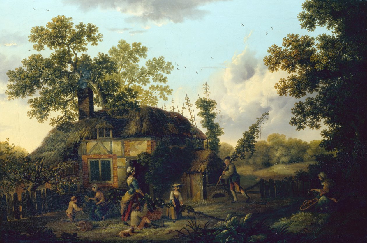 Hop Pickers (tuval üzerine yağlı boya) by George of Chichester Smith