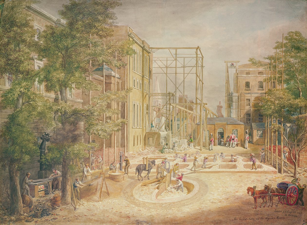 Likya Odasının Temellerinin Atılması, British Museum, 1845 (kağıt üzerinde wc) by George the Elder Scharf