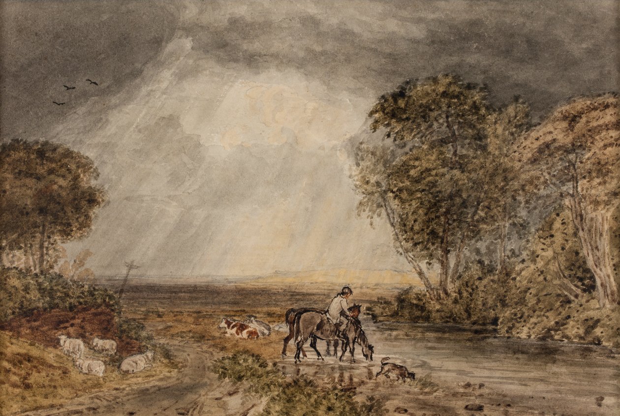 Manzara [Eve Dönüş], tarihi bilinmiyor (kağıt üzerine suluboya) by George the Younger Barret