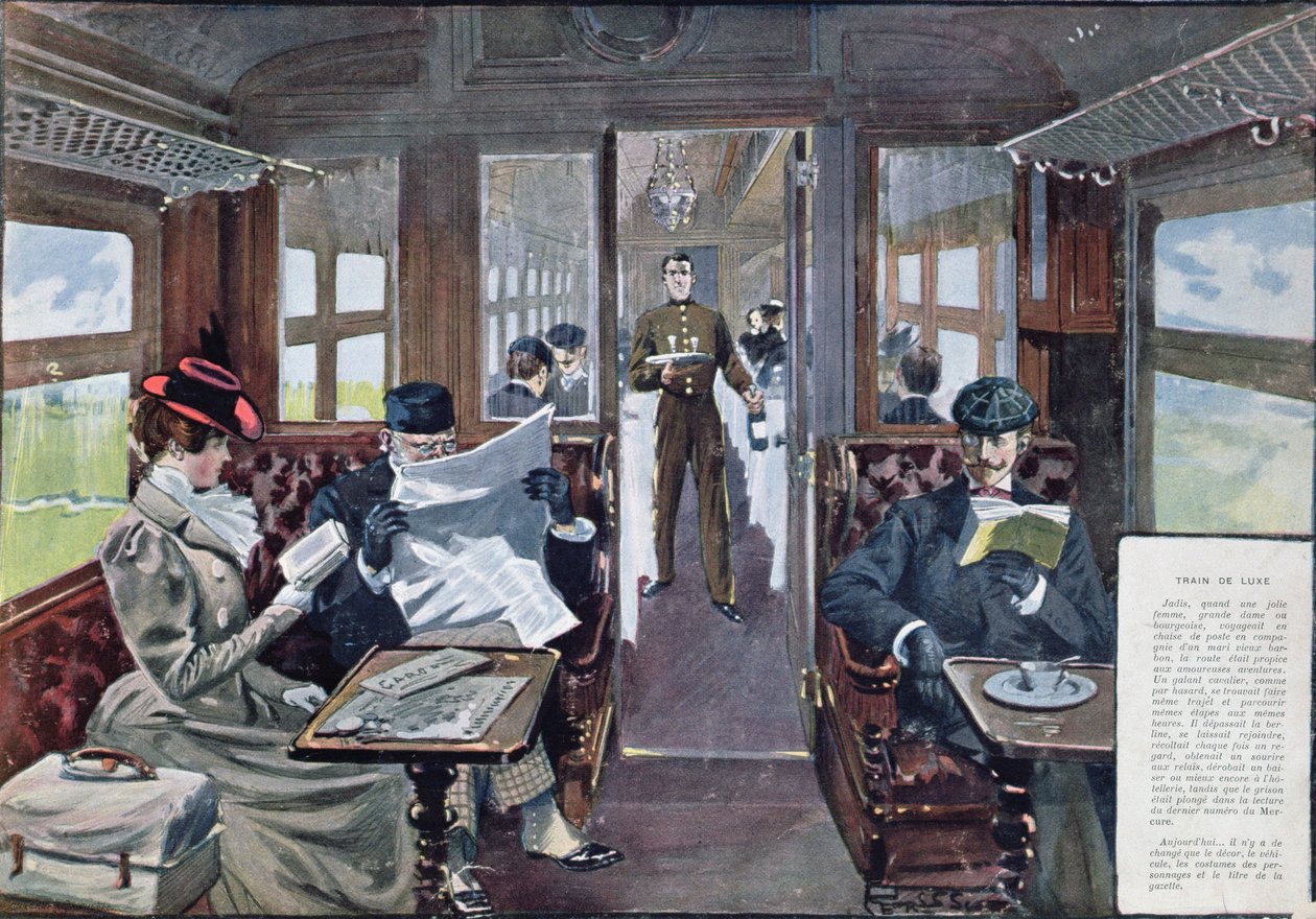 Lüks bir trende restoran vagonu, by Georges Bertin Scott