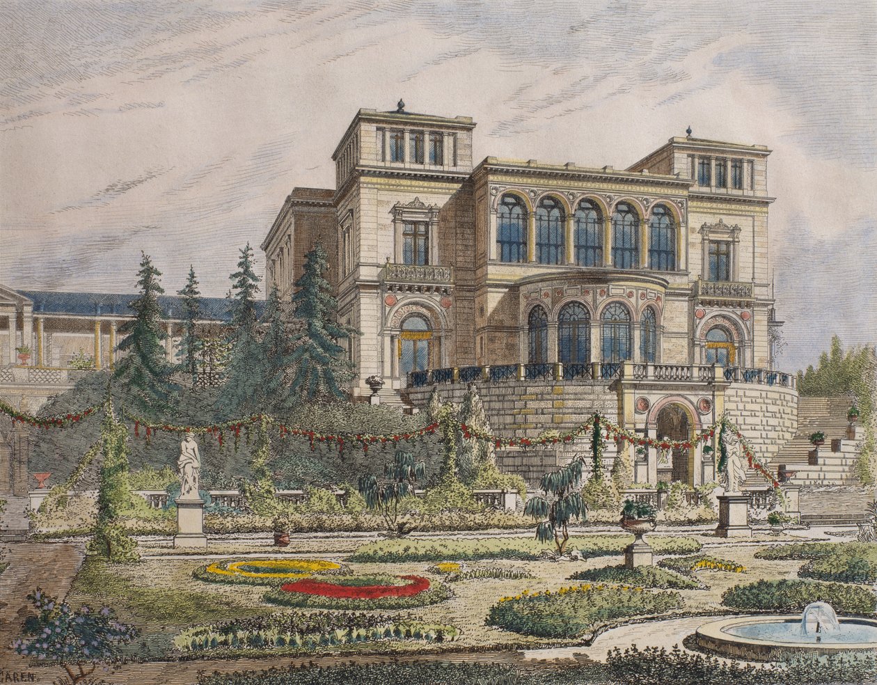 Stuttgart yakınlarındaki kale, veranda cephesi, 