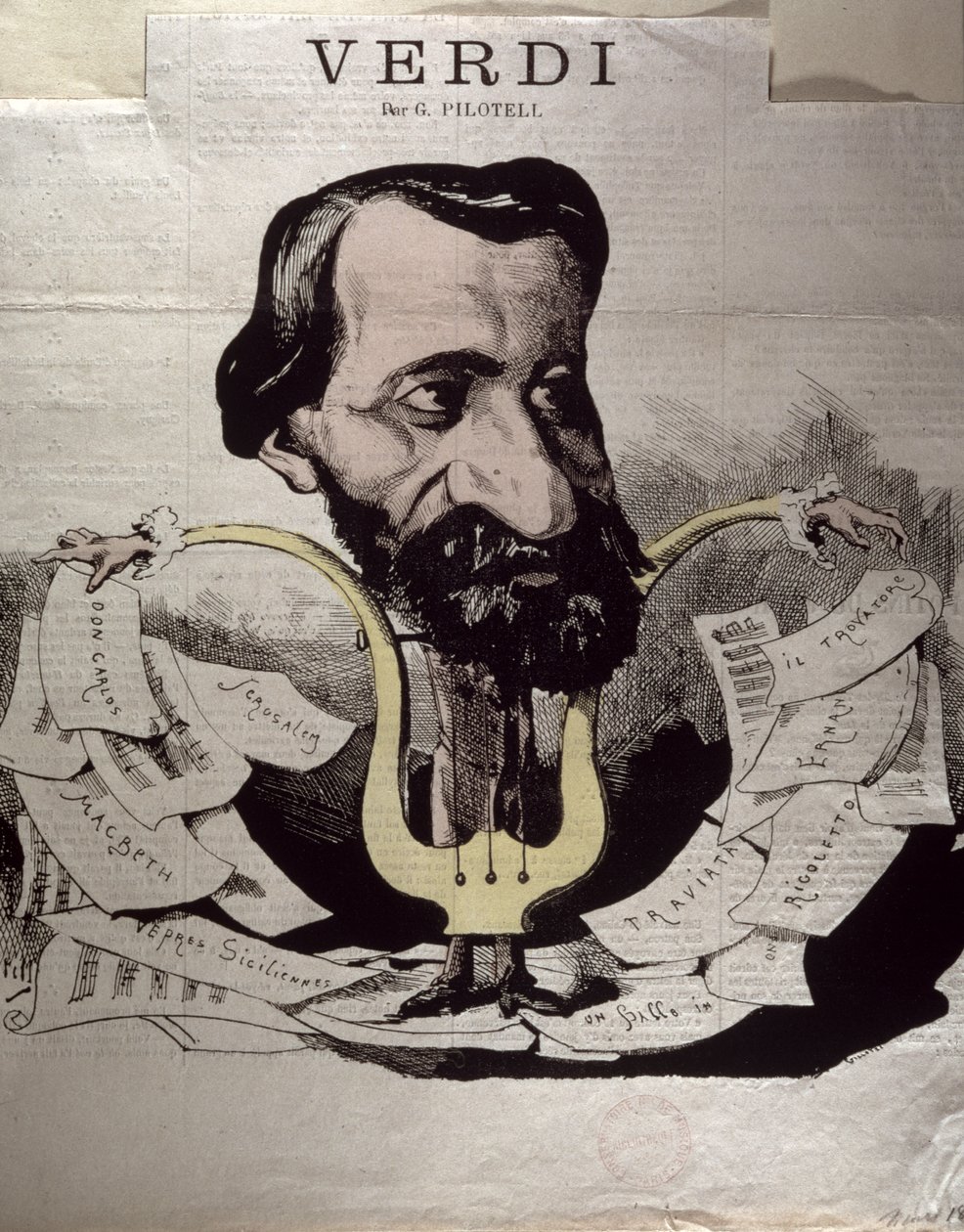 Giuseppe Verdi (1813-1901), karikatür, 1860