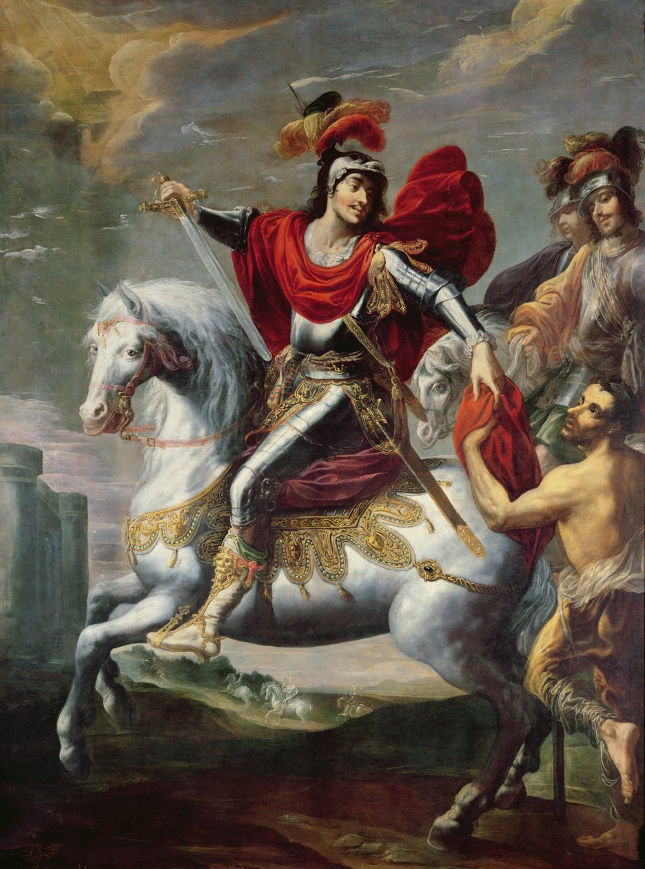 St. Martin, pelerinini dilenciyle paylaşıyor by Georges Lallemand
