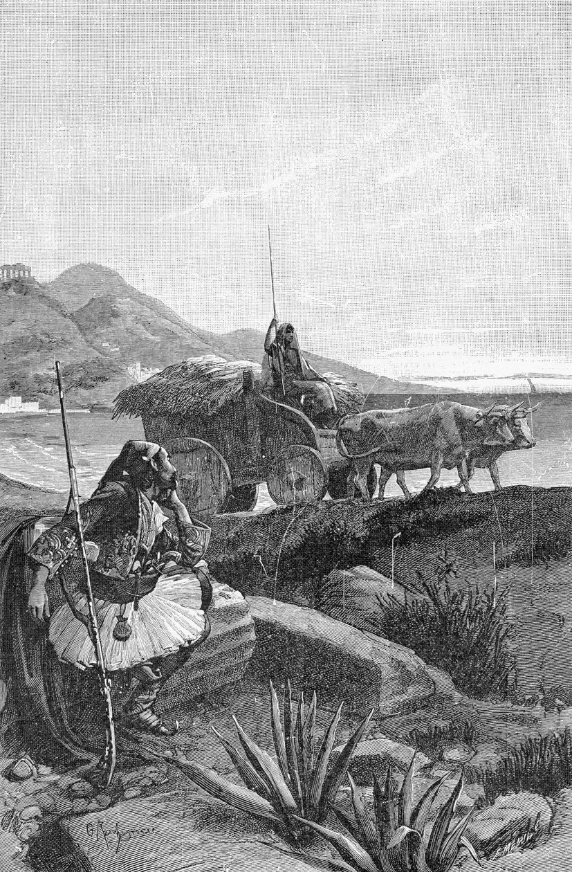 Canaris, 19. Yüzyıl (bw gravür) by Georges Marie Rochegrosse