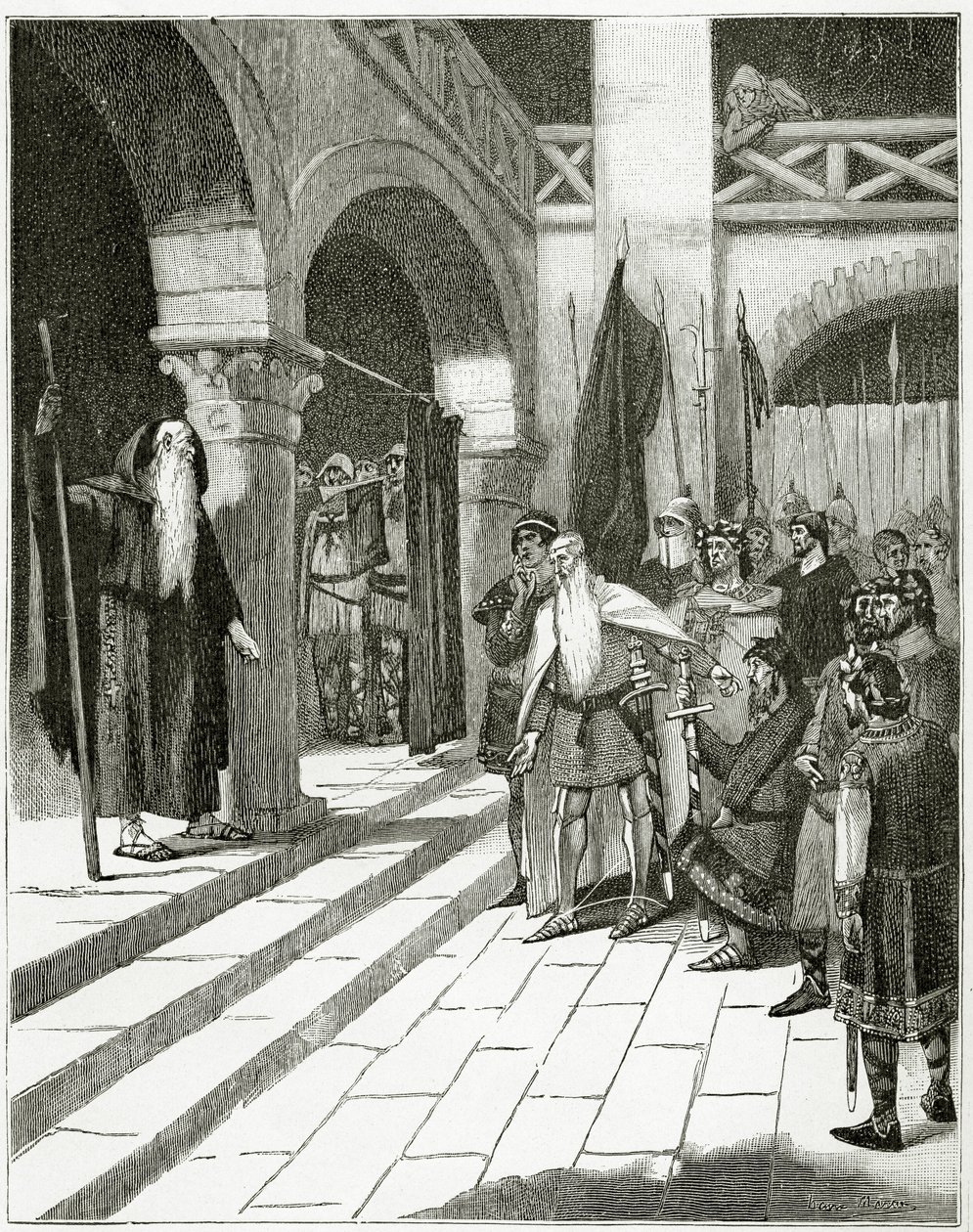 Les Burgraves, 19. Yüzyıl (bw gravür) by Georges Marie Rochegrosse