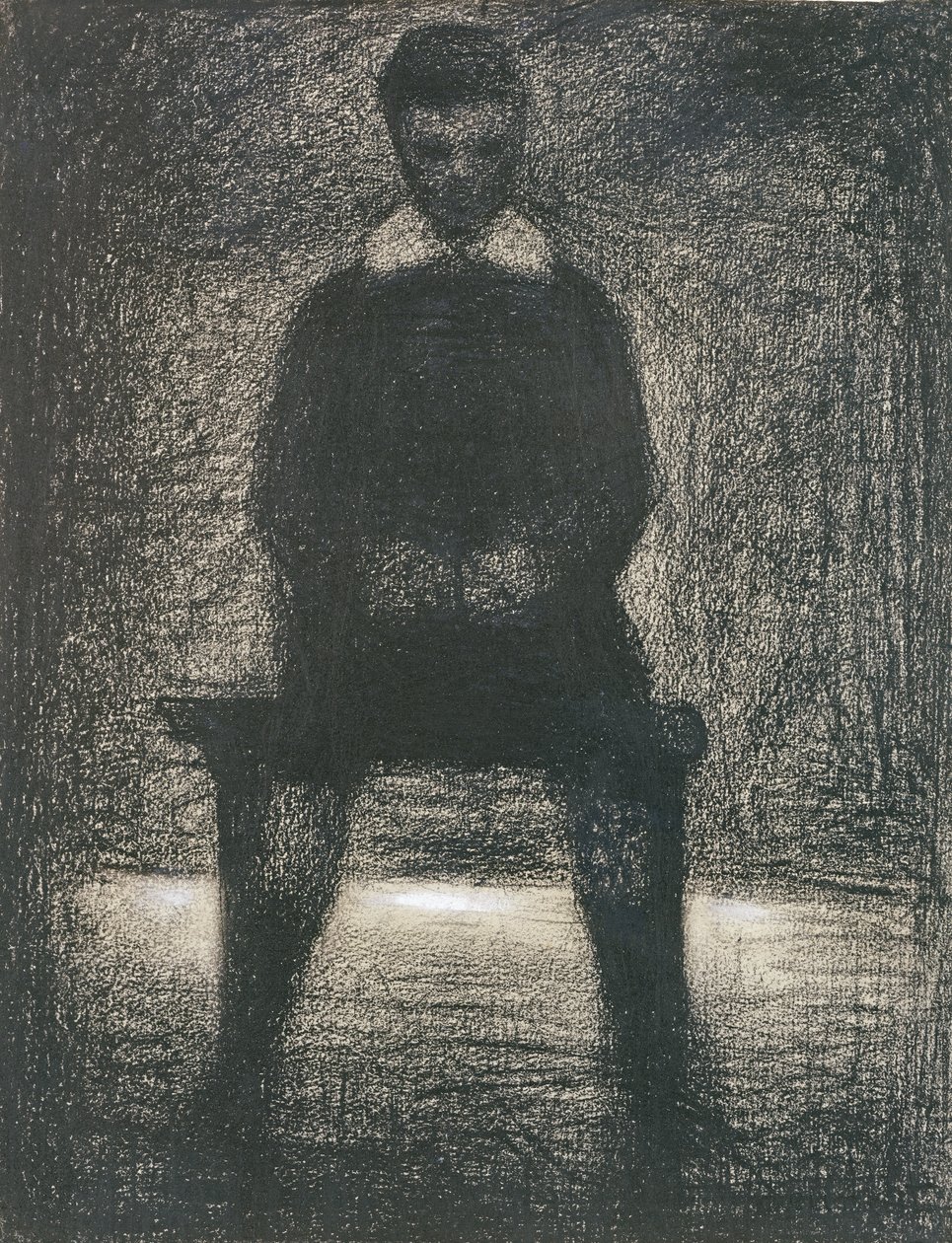 Maurice Appert Oturan, c.1886-88 (kağıt üzerine mum boya ve guaj boya) by Georges Seurat