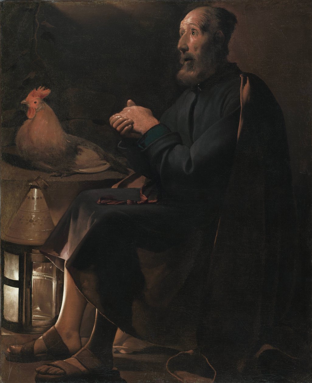 Aziz Petrus'un tövbesi by Georges de La Tour