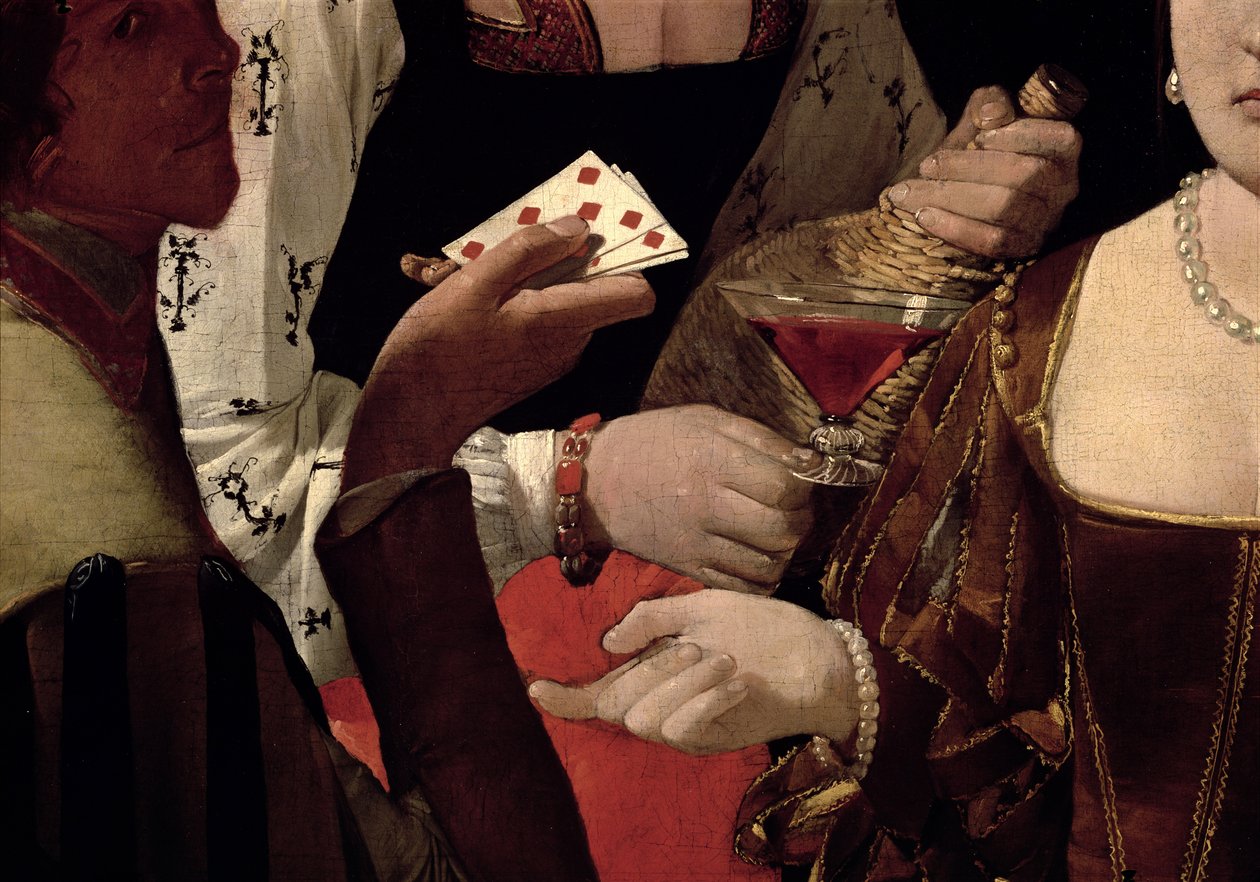 The Cheat with the Ace of Diamonds, oyuncuların detayı, c.1635-40 (90053 detayı) by Georges de La Tour