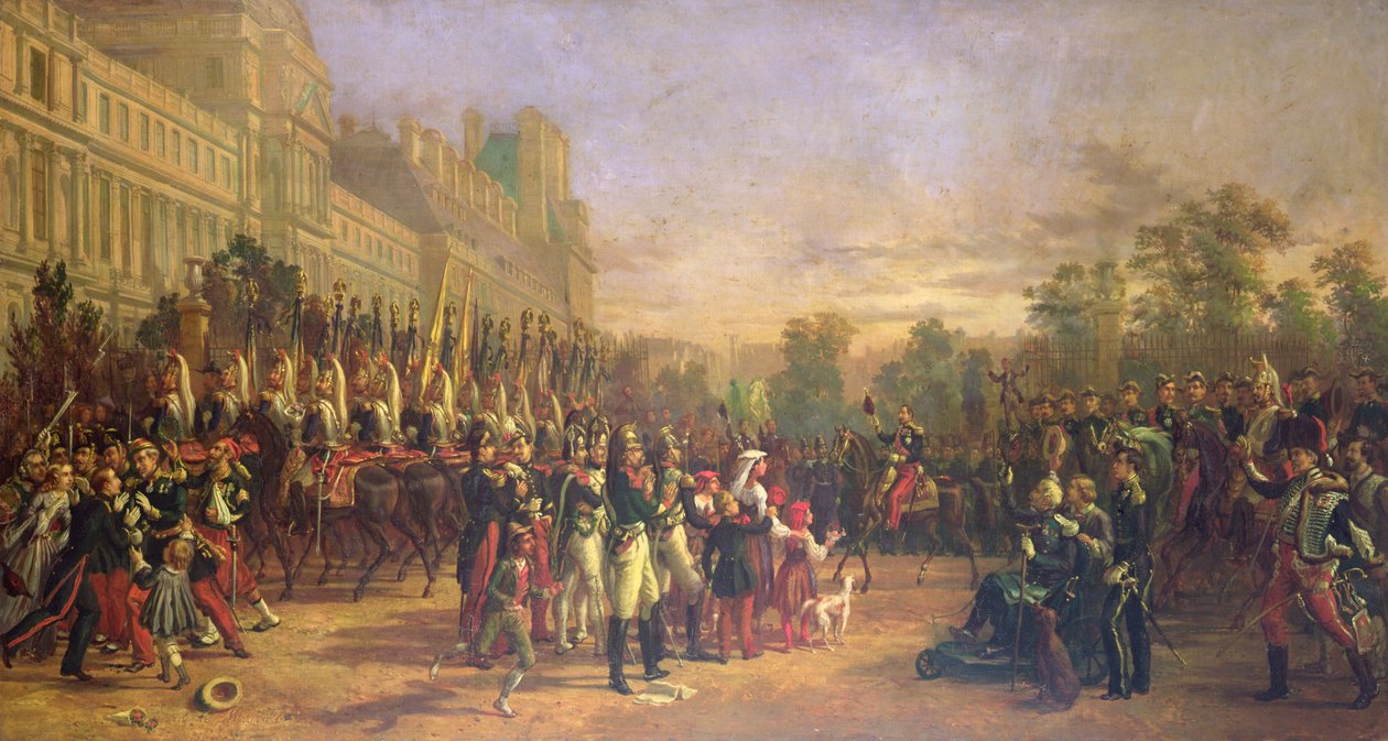 Napolyon III'ün Tuileries'ine varış ve Ağustos 1859'da İtalya'dan dönen birlikleri (tuval üzerine yağlı boya) by Georges Achille de Magrath