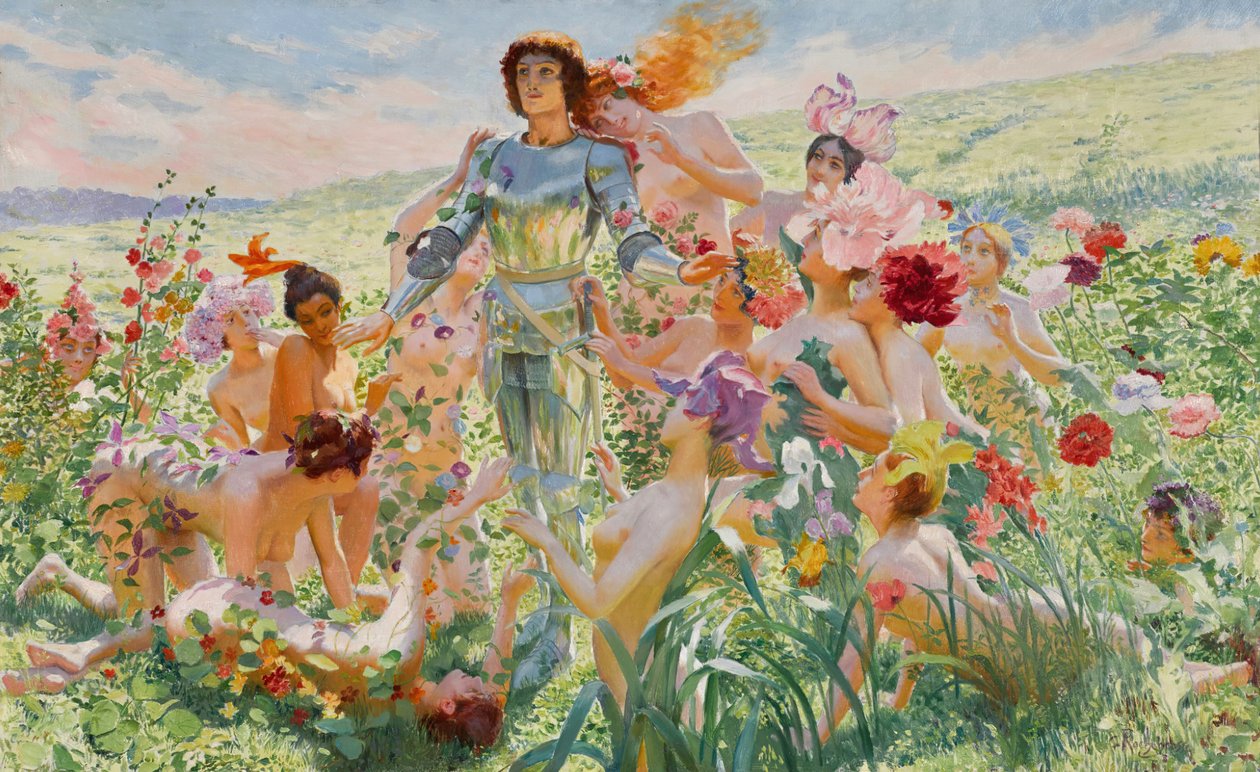 Le chevalier aux fleurs Çiçeklerin Şövalyesi, 1894. by Georges Antoine Rochegrosse