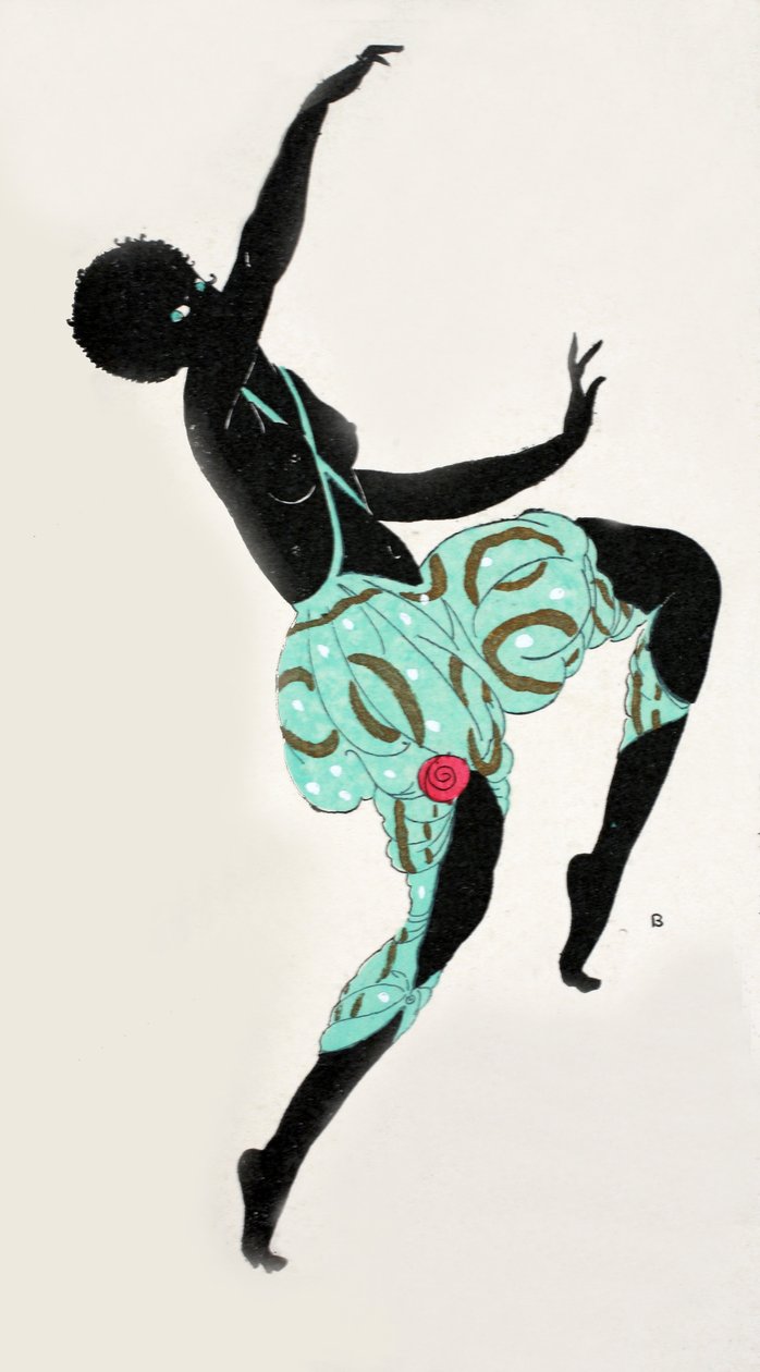 Dans eden kız (pochoir baskı) by Georges Barbier