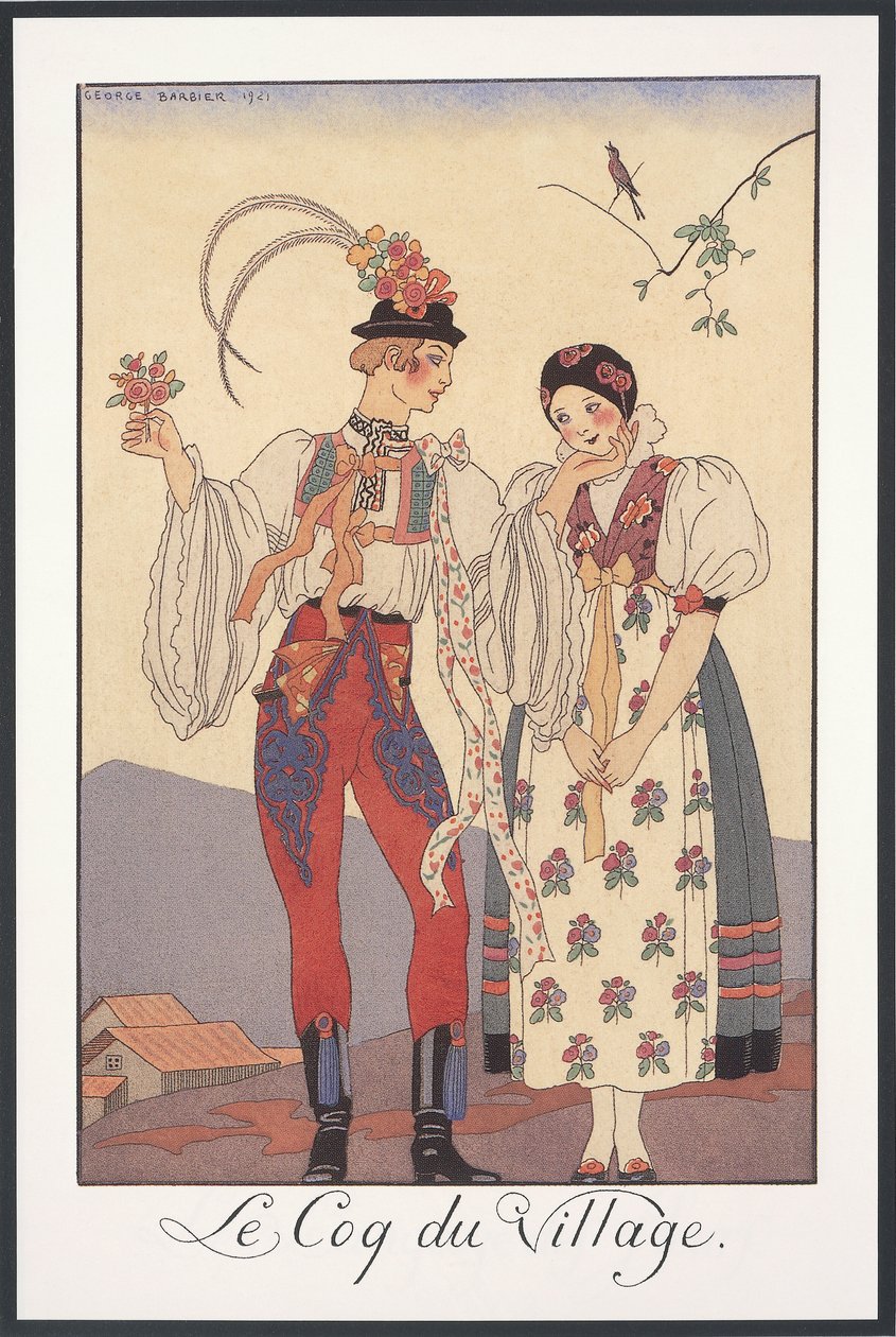 Falbalas ve Fanfreluches, 1922 için Almanak, Le coq du köyü, George Barbier tarafından, yazdır by Georges Barbier