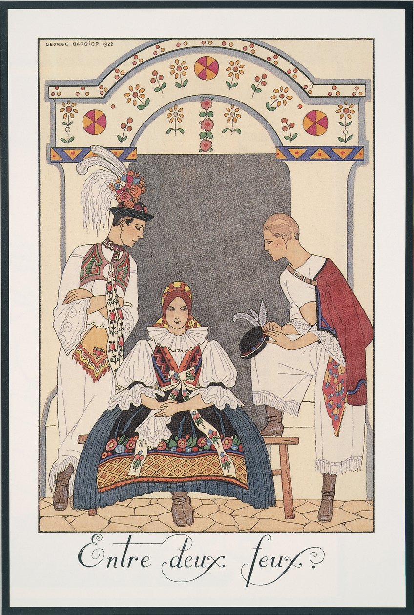 Falbalas ve Fanfreluches, 1923 için Almanak, İki Ateş Arasında, George Barbier tarafından, yazdır by Georges Barbier
