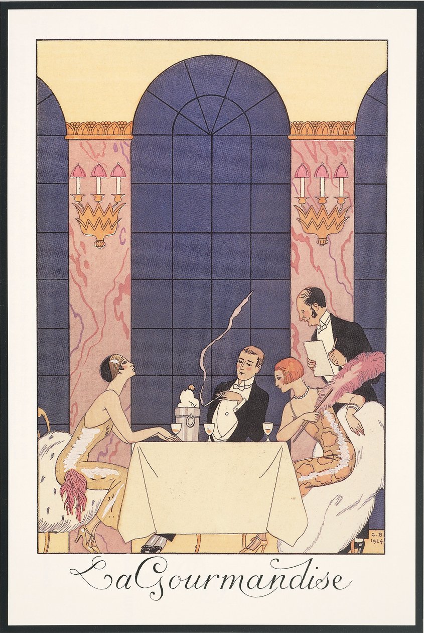 Falbalas ve Fanfreluches, 1925 için Almanak: George Barbier tarafından "La gourmandise", yazdır by Georges Barbier