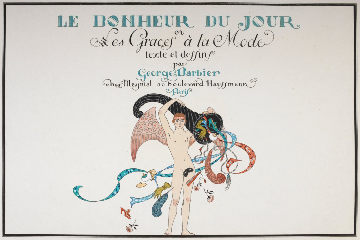 Resimli başlık sayfası. Çıplak bir erkek figürü. by Georges Barbier
