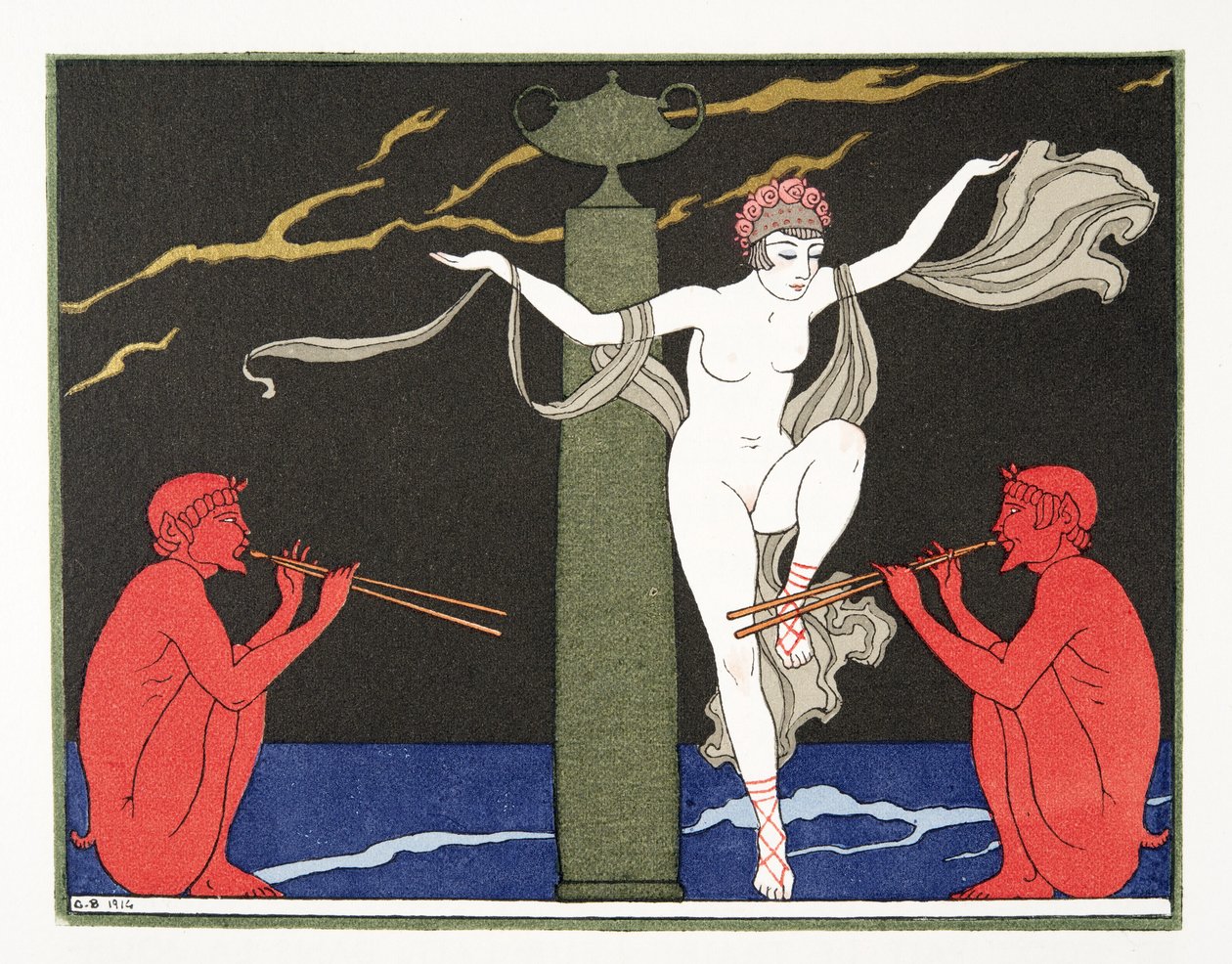 Les Chansons de Bilitis'ten çizim, Pierre Louys, pub. 1922 (kalıp baskısı) by Georges Barbier