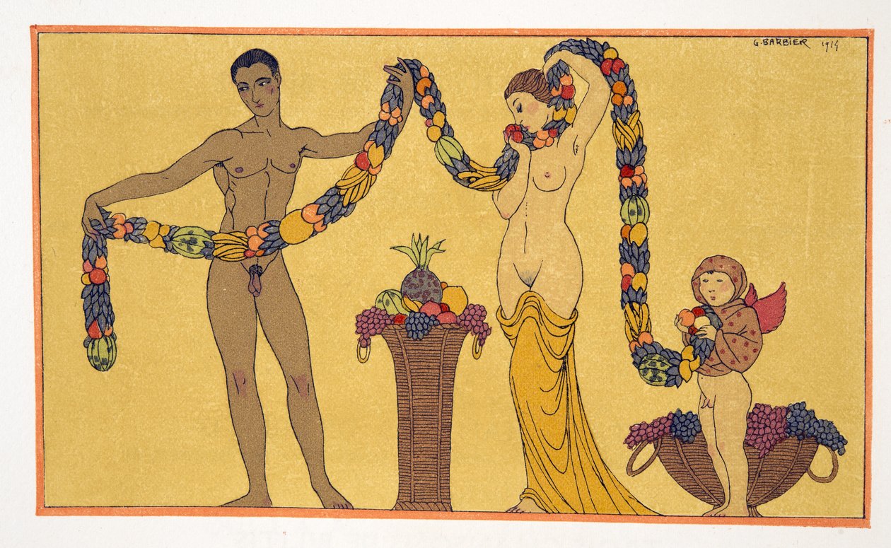 Les Chansons de Bilitis'ten çizim, Pierre Louys, pub. 1922 (kalıp baskısı) by Georges Barbier