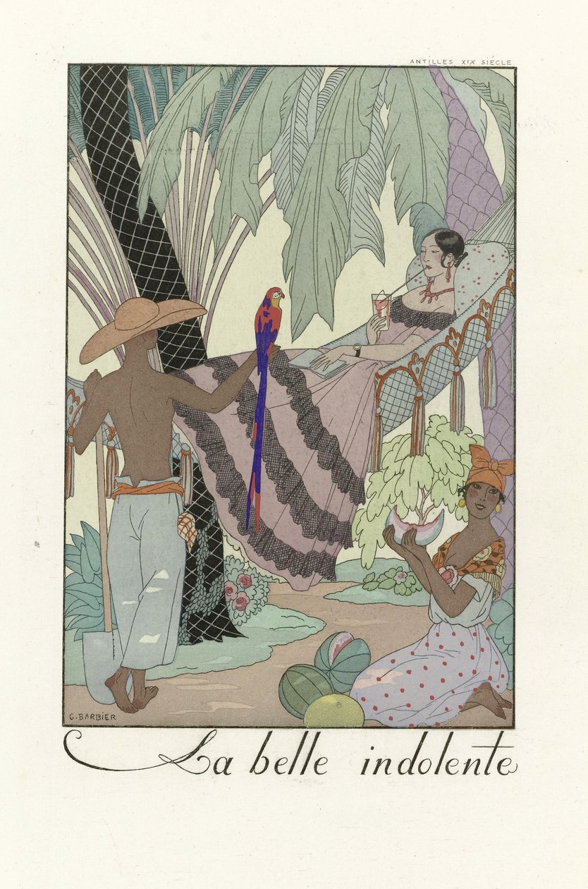 La Belle Indolent, pub. 1923 (kalıp baskısı) by Georges Barbier