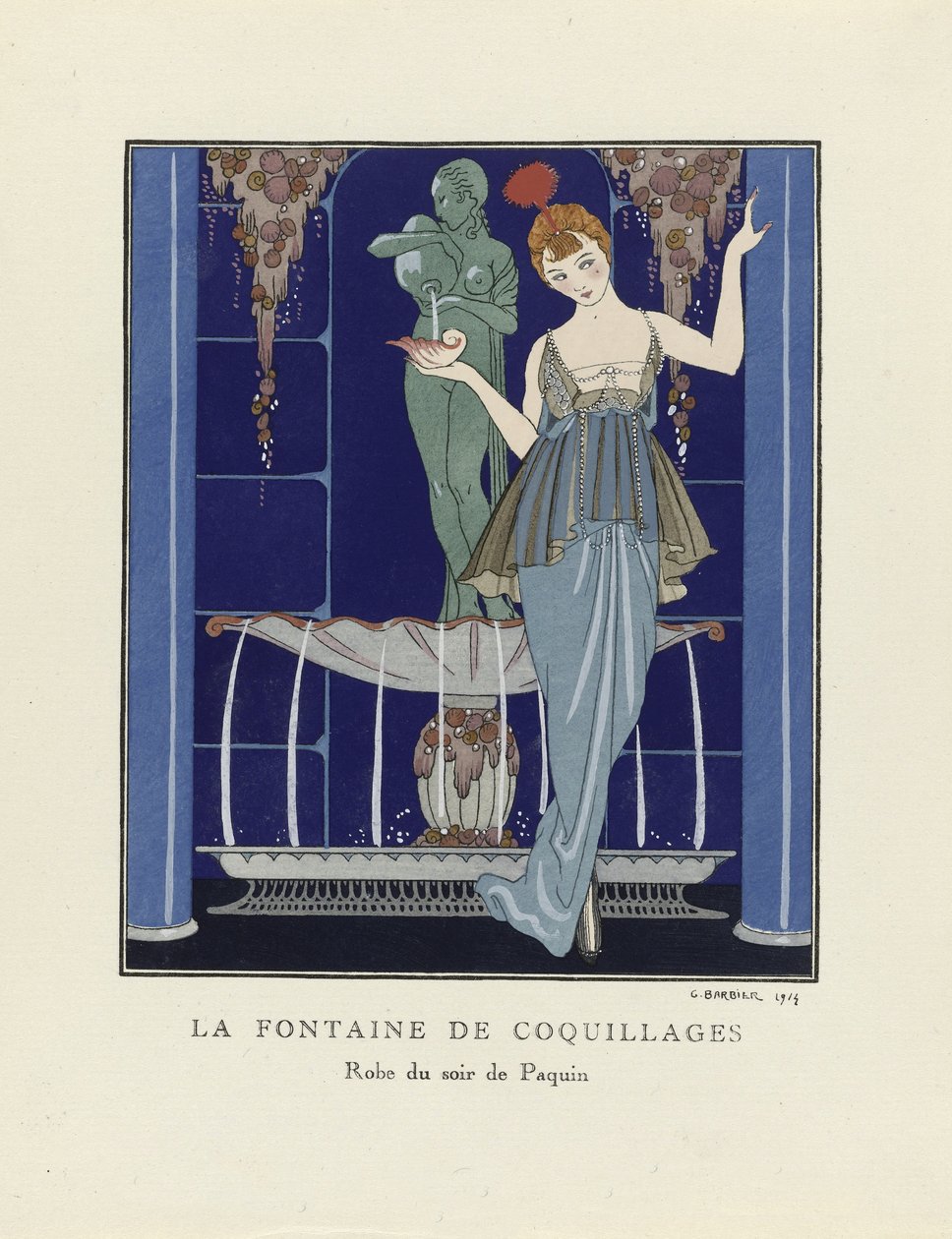 Kabuklar Çeşmesi, pub. 1914 (kalıp baskısı) by Georges Barbier