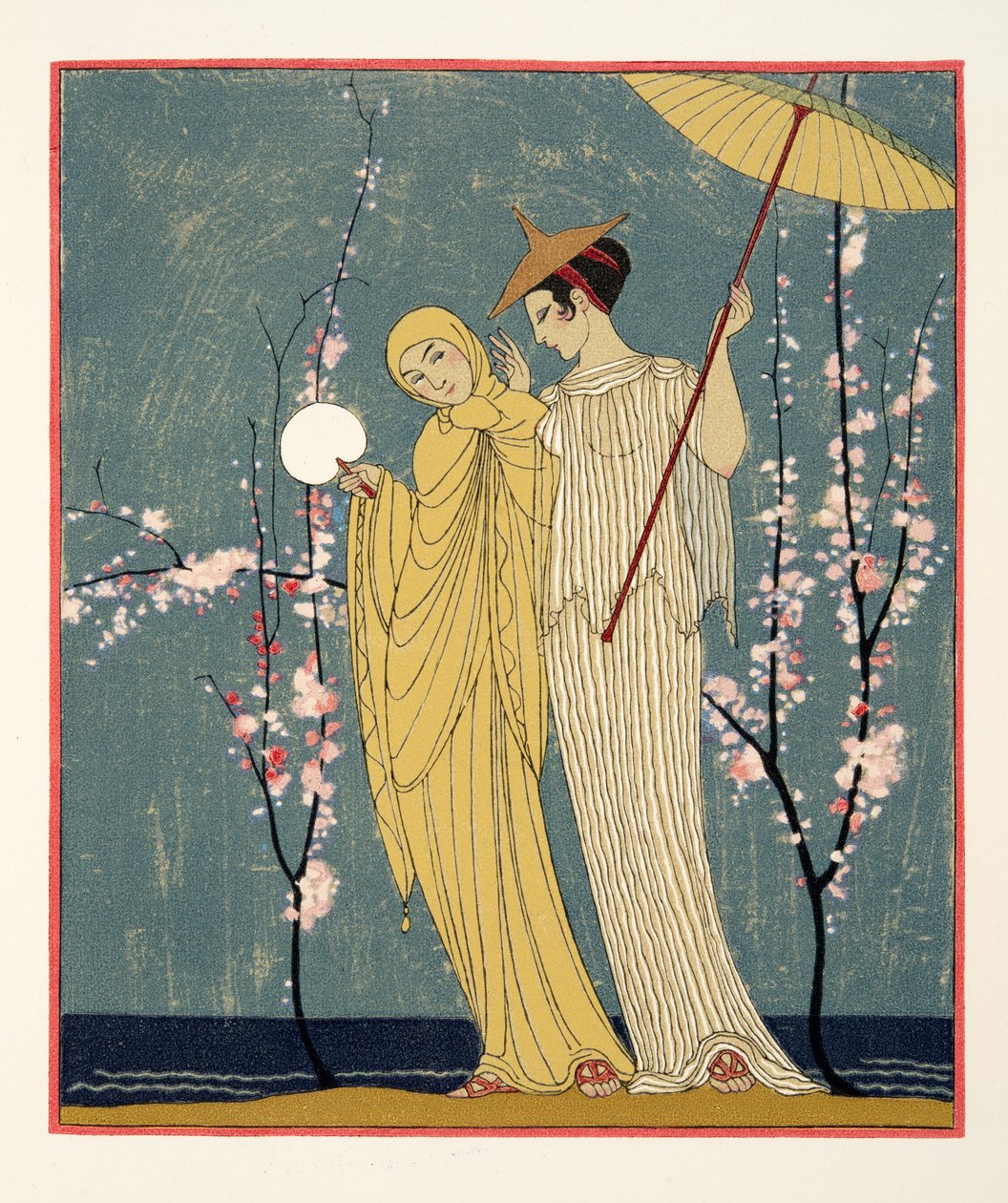 Toplantı, Les Chansons de Bilitis'ten resim, Pierre Louys, pub. 1922 (kalıp baskısı) by Georges Barbier