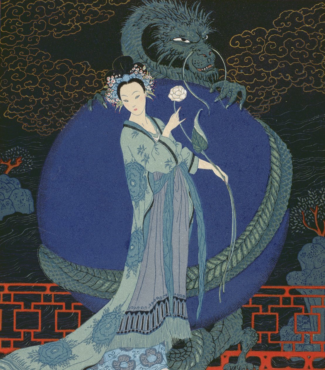 Ejderhalı Kadın (renkli taş) by Georges Barbier