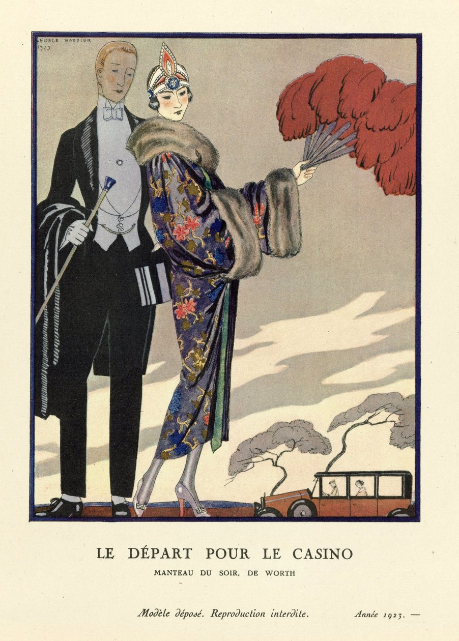 Kumarhaneye Gidiş, pub. 1923 (kalıp baskısı) by Georges Barbier