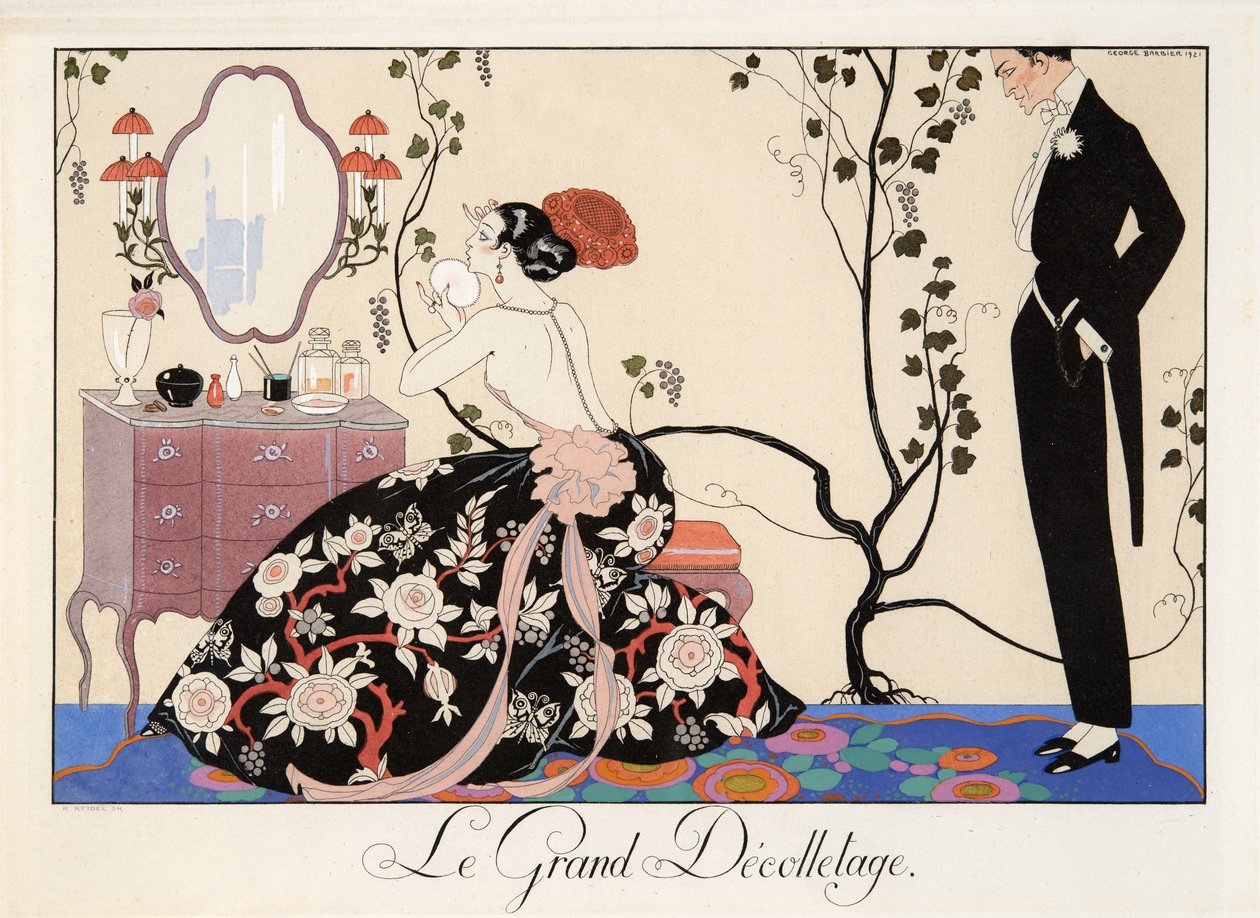 Le Grand Décolletage, gravür H. Reidel by Georges Barbier