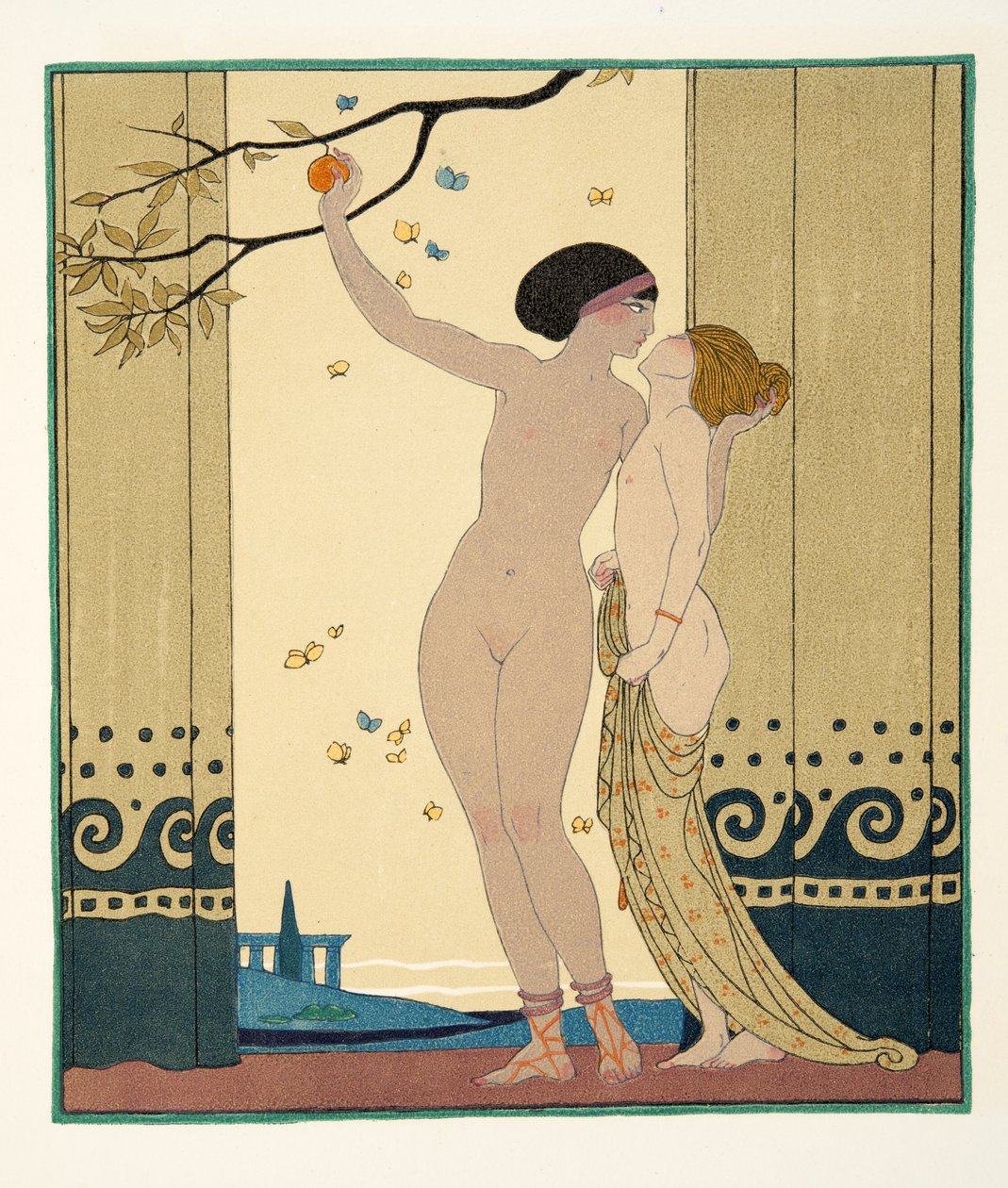 Tavsiye, Pierre Louys tarafından Les Chansons de Bilitis'ten bir örnek, pub. 1922 (kalıp baskısı) by Georges Barbier
