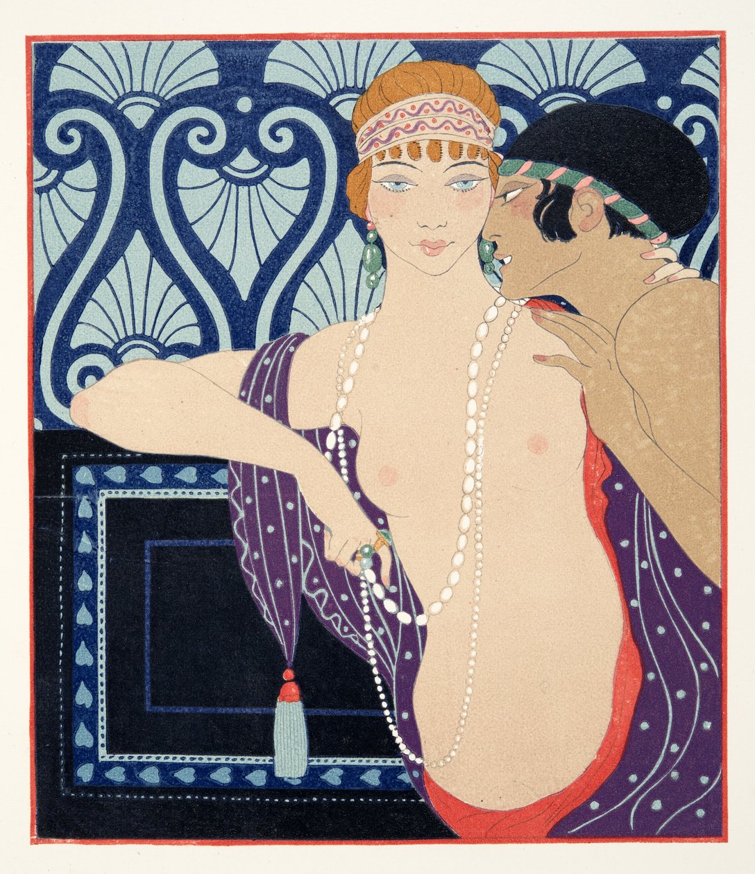 Mnasidika'nın Üç Güzelleri, Les Chansons de Bilitis'ten bir çizim, Pierre Louys, pub. 1922 (kalıp baskısı) by Georges Barbier