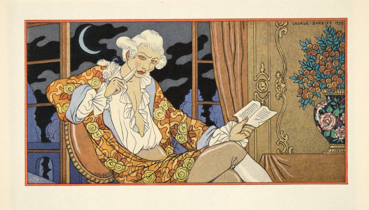 Mektup LXXXVIII, Cecile Volanges Valmont Vikontuna, Pierre Chodlerlos de Laclos (1741-1803), pub. 1934 (kalıp baskısı) by Georges Barbier