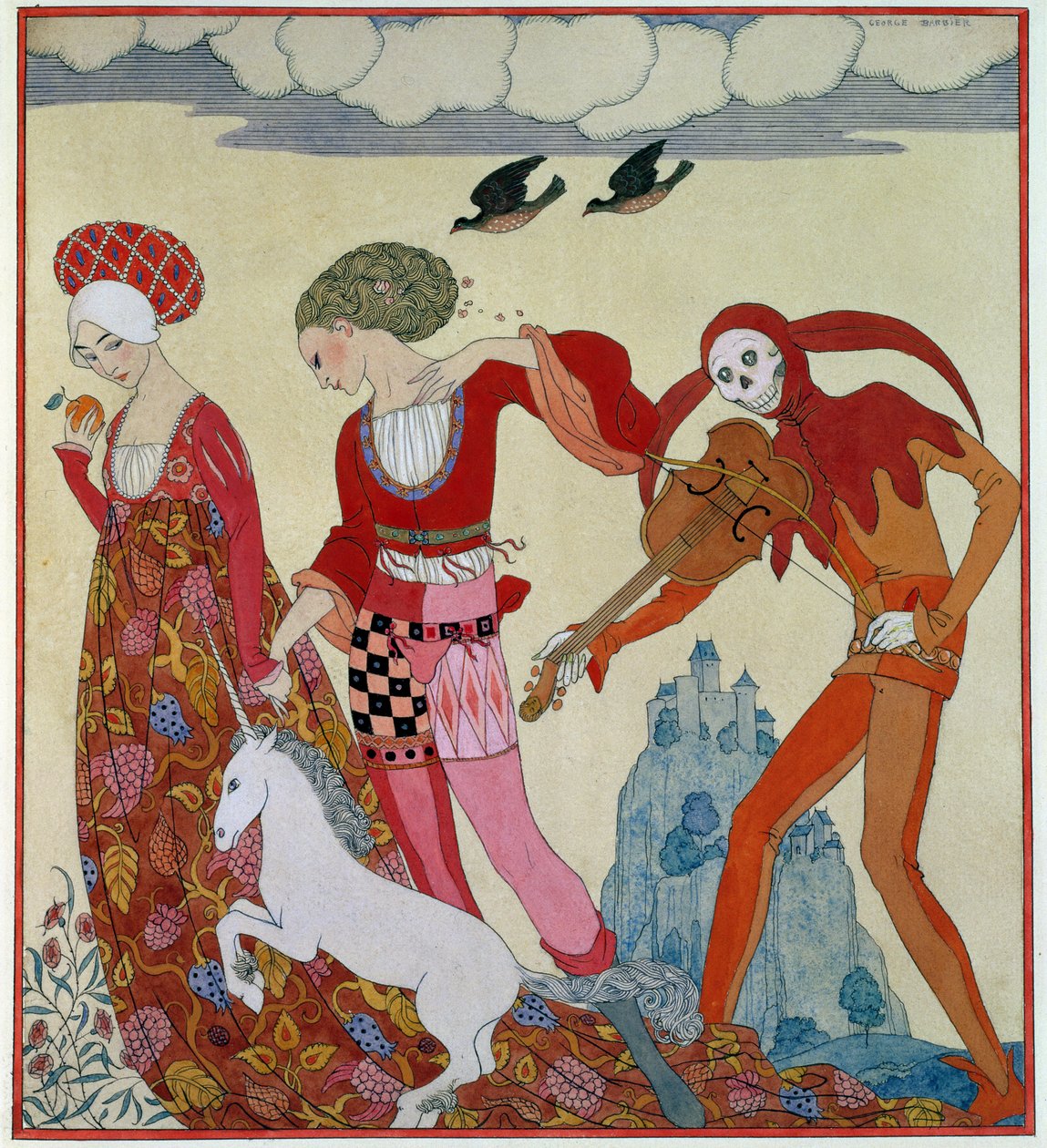 Aşk, Arzu ve Ölüm (karışık medya ile mürekkepler) by Georges Barbier