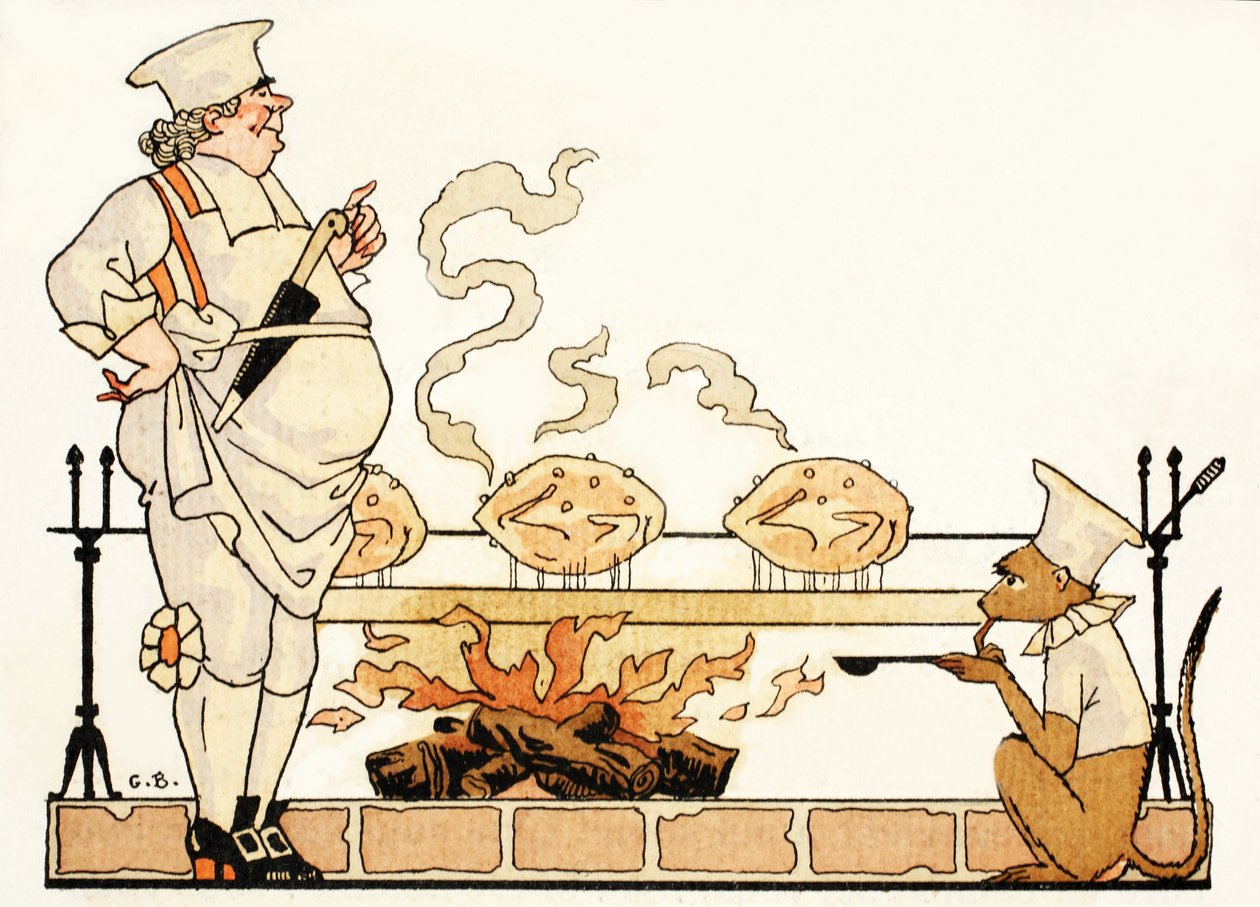 Şişte kızartma (pochoir baskı) by Georges Barbier