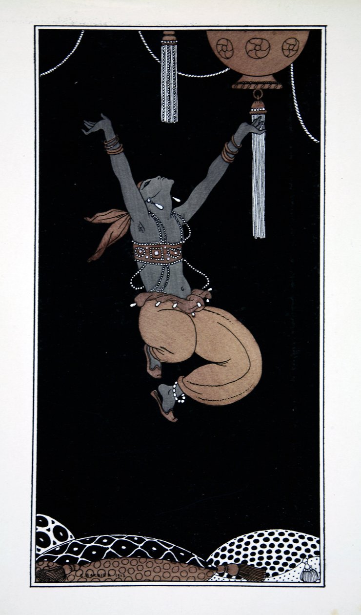 Şehrazat, 'Vaslav Nijinsky'nin Dansları Üzerine Tasarımlar' (1889-1950) serisinden. Georges Barbier (1882-1932), Pochoir Baskısı by Georges Barbier