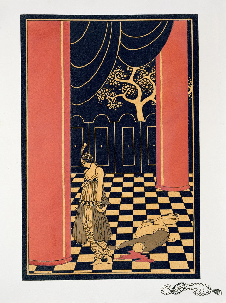 Tamara Karsavina (1885-1978) 'Thamar'ın başrolünde by Georges Barbier