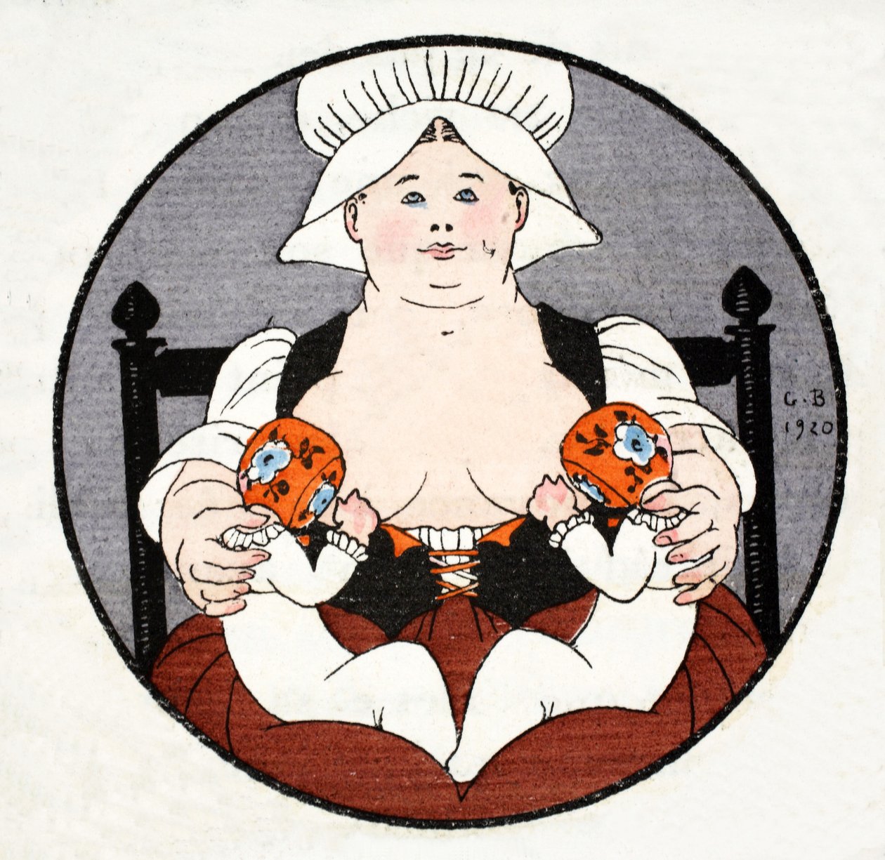 İkizleri olan Islak Hemşire (pochoir baskı) by Georges Barbier