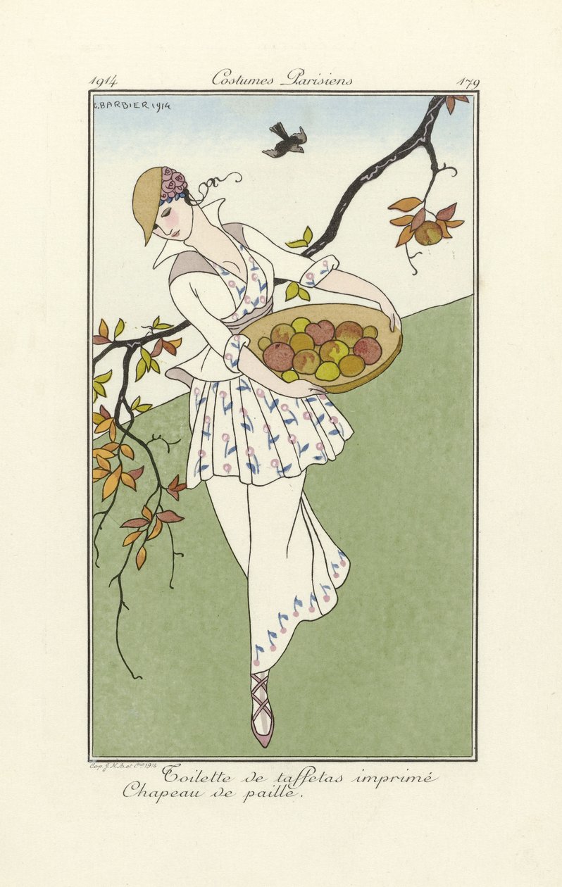 Baskılı tafta tuvalet, Hasır Şapka, Costume Parisiens
