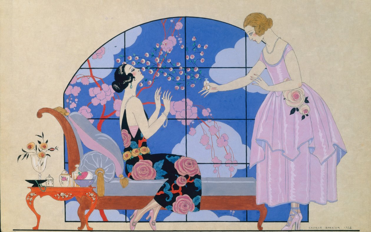 Salonda İki Bayan by Georges Barbier