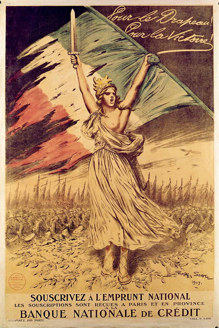 Savaş bonolarının satın alınmasını teşvik eden Fransız Birinci Dünya Savaşı afişi, 1917 by Georges Bertin Scott