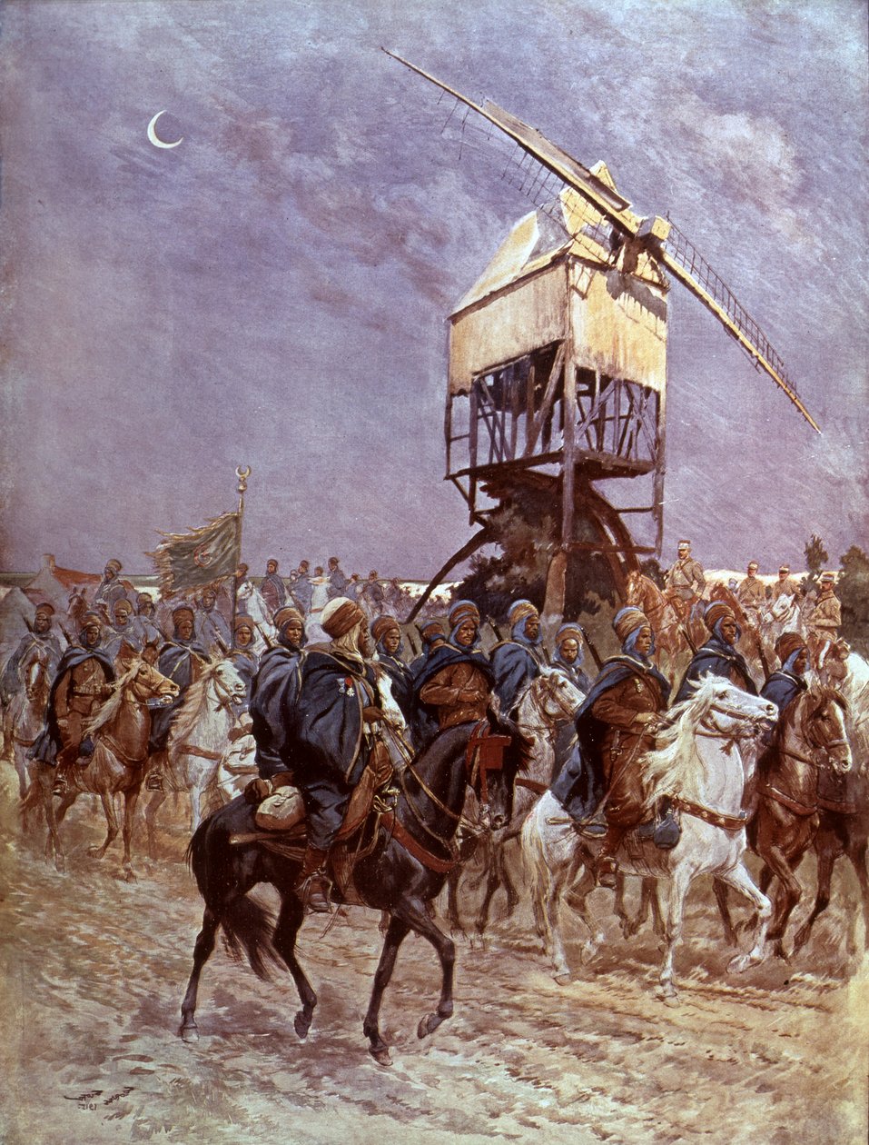 Flandres'te savaşan Fransız sömürge ordusundaki Faslı askerler by Georges Bertin Scott