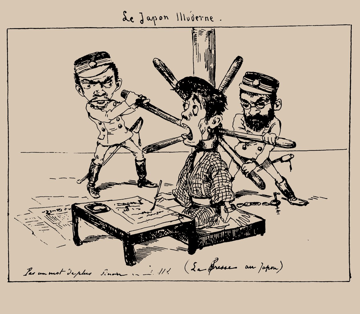 Le Japon illudere Japonya'da Basın, 1887. by Georges Bigot