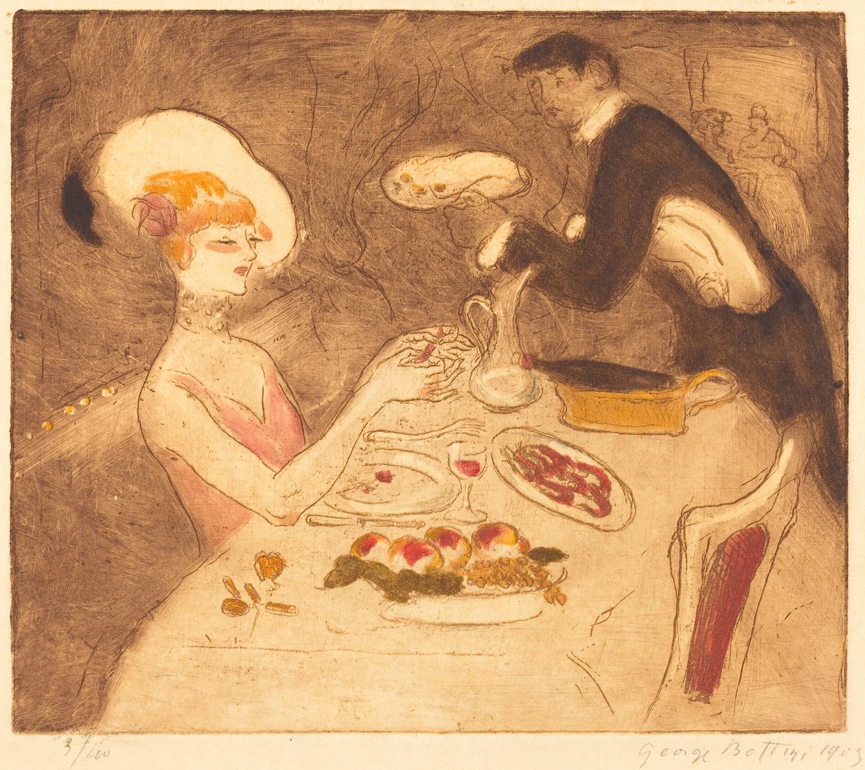 akşam yemeği olan kadın by Georges Bottini